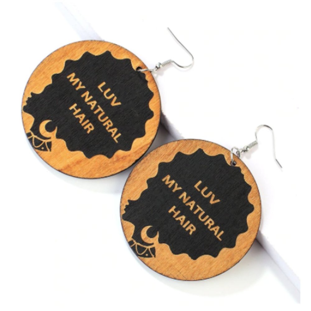 Ethnic Vintage African Pattern Round Wooden Earri